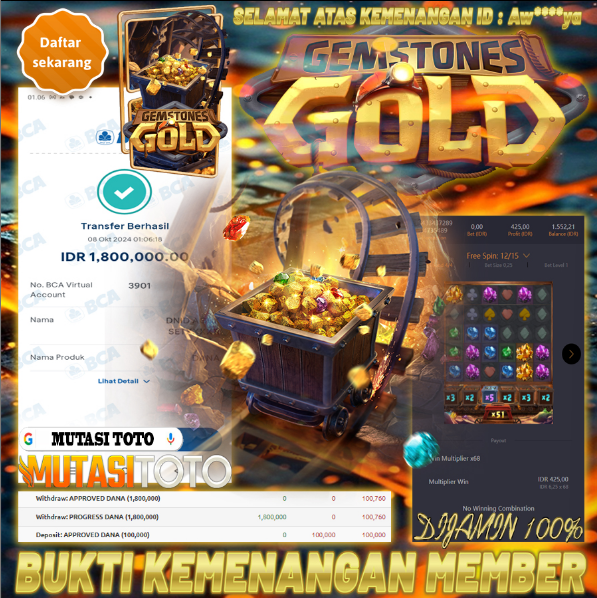 KEMENANGAN DI GEMSTONES GOLD 08 OKTOBER 2024