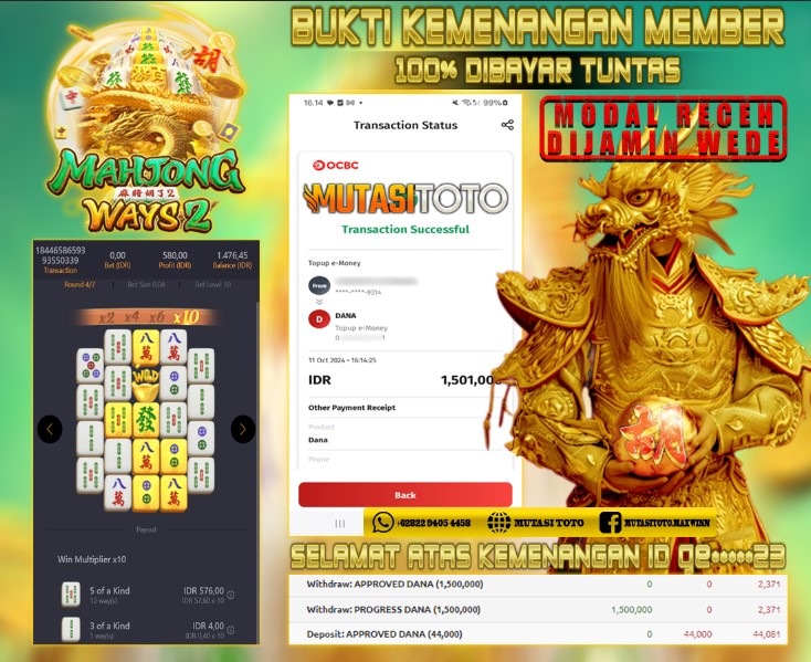 KEMENANGAN MEMBER ~ MAHJONG WAYS 2