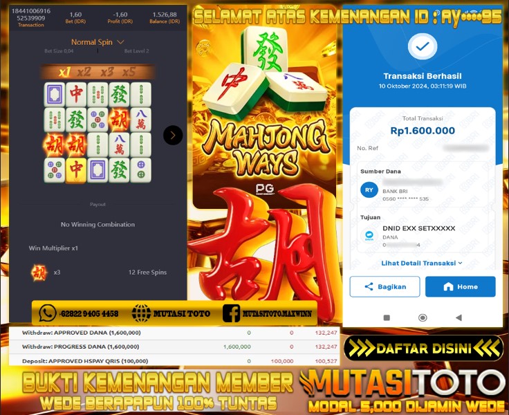 BUKTI MENANG JUTAAN LEBIH MUDAH – MAHJONG WAYS