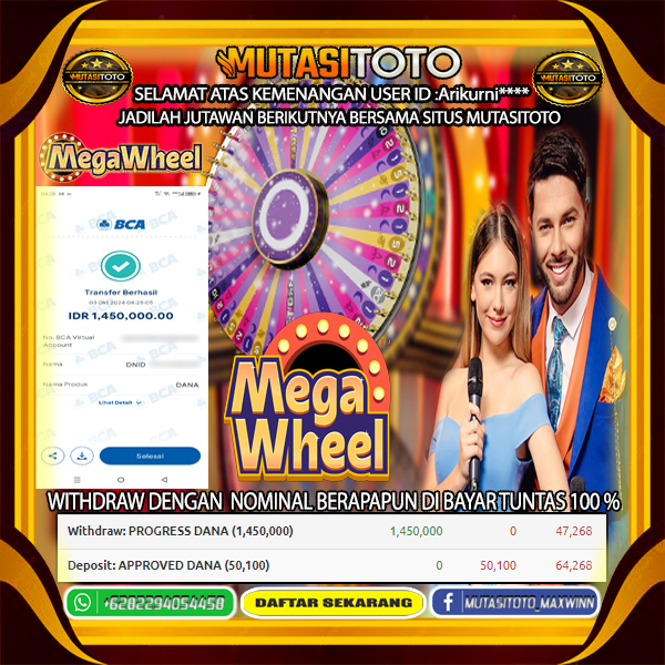 BUKTI KEMENANGAN DI LIVE CASINO-MEGAWHEEL 03-Oct-2024