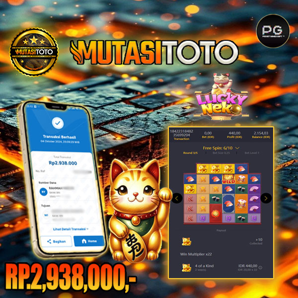 KEMENANGAN BERTURUT DI LUCKY NEKO 04-OCT 2024