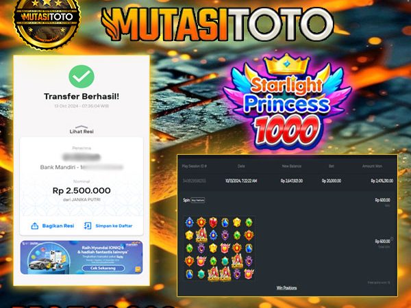 Bukti Kegacoran Starlight Princess 1000 Tanggal 13-Oct 2024