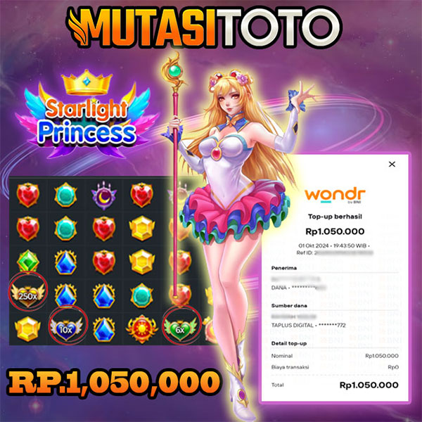 BUKTI KEMENANGAN DI STARLIGHT PRINCESS 01-Oct 2024